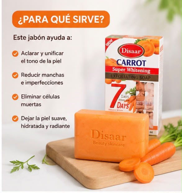 Jabón de Zanahoria Aclarante 200g | Piel Luminosa y Sin Manchas – Resultados en 7 Días