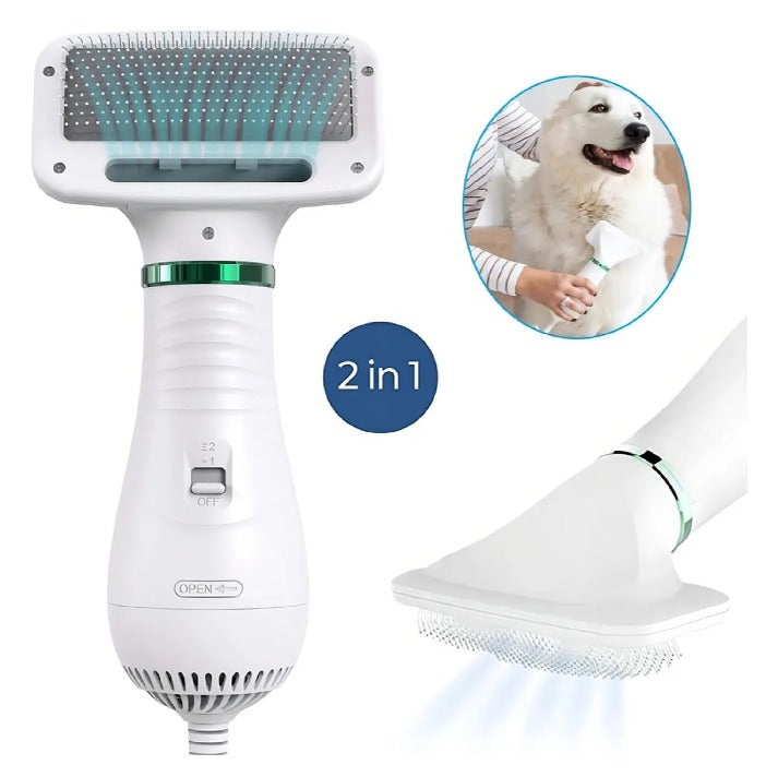Peine Secador Cepillo 2 en 1 para Perro y Gato – Antienredos y Masajeador