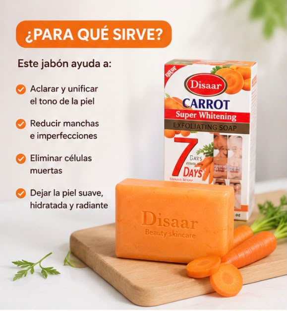 Jabón de Zanahoria Aclarante 200g | Piel Luminosa y Sin Manchas – Resultados en 7 Días