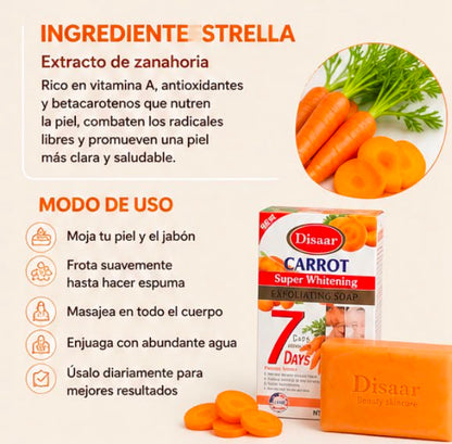 Jabón de Zanahoria Aclarante 200g | Piel Luminosa y Sin Manchas – Resultados en 7 Días